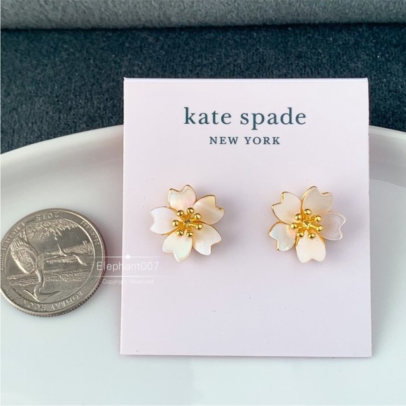 Kate Spade Gold and Cream Floral Earrings - Picture 2 of 3